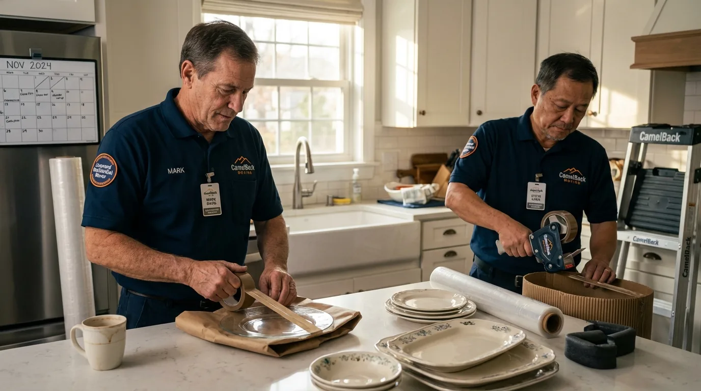 Professional crew packing kitchen dishware in Emmitsburg, MD
